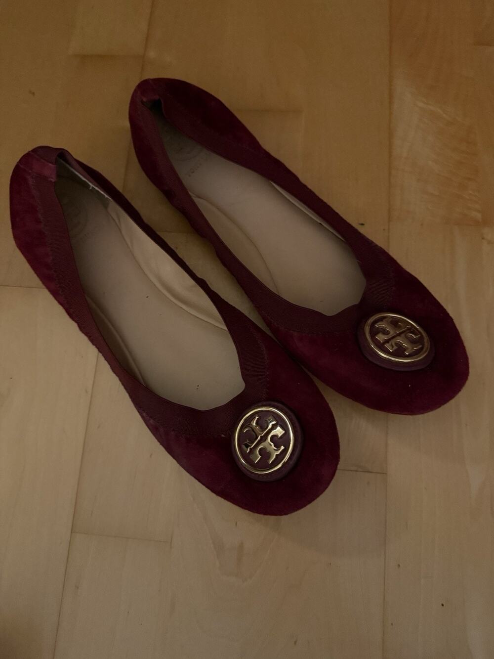 TORY BURCH Caroline Ballerina Flat Burgundy Leather 10